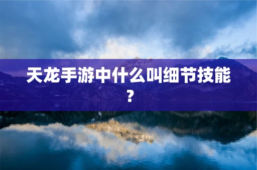 天龙手游中什么叫细节技能？